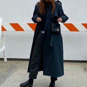 Dark green oversize fit trench coat